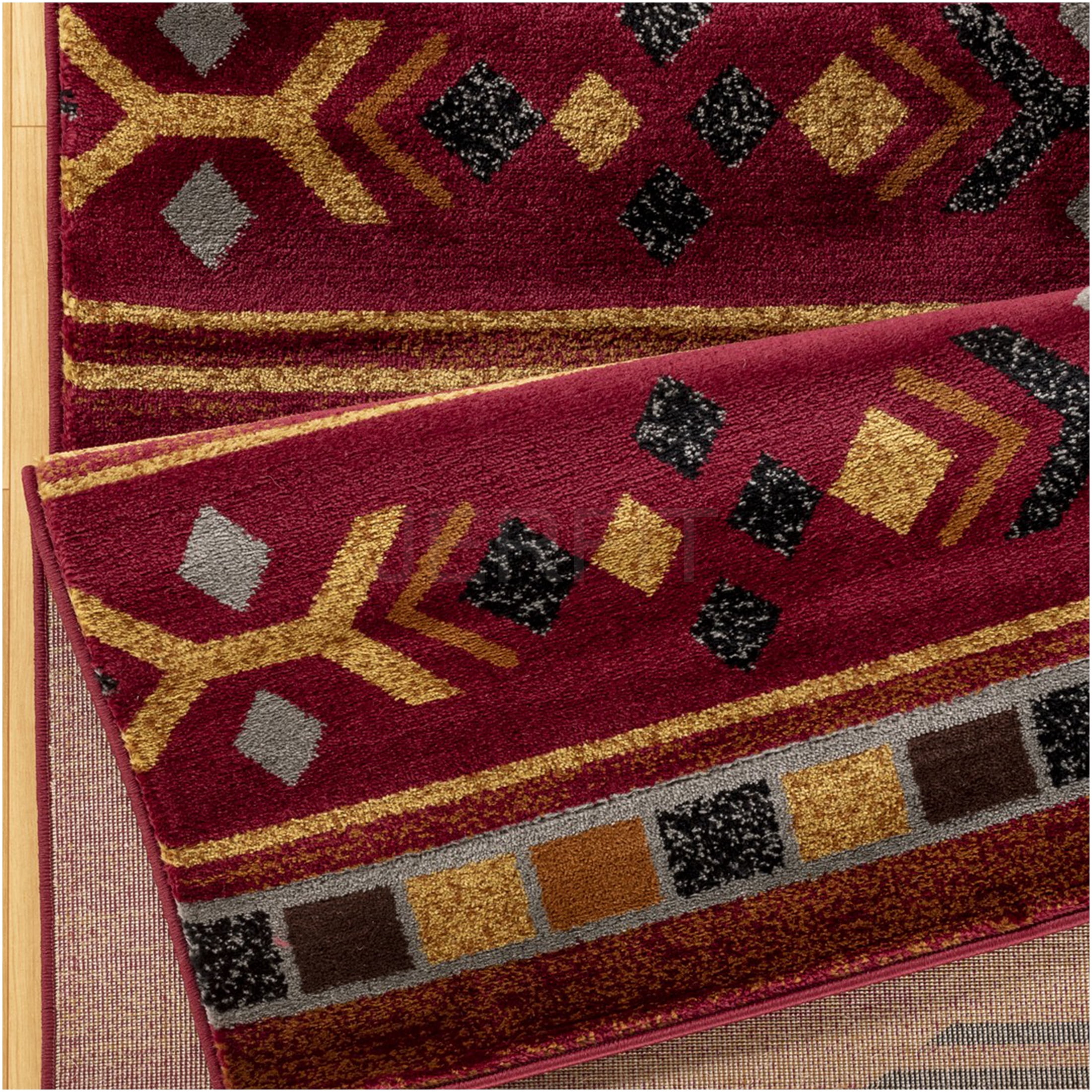 JERFIT Southwest Area Rug 2x3 Feet, Red Traditional Design Modern Accent Rug for High Traffic Areas, Non-Shedding Polypropylene with Jute Backing