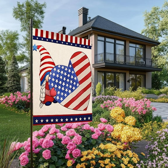 BGZLEU Independence Day Double-sided Linen Garden Flag Holiday Outdoor Yard Decoration Flag