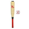 Future Stars 24" Foam Baseball Bat and Ball Combo Set - 1 24" Natural Wood Grain Foam Printed Barrel with Red Handle and 1 White Foam Baseball with Red Stitching - Unisex