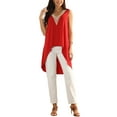 thumbnail image 2 of INSPIRE CHIC Women's Asymmetrical Tops Sleeveless V Neck High Low Hem Flowy Blouse, 2 of 5