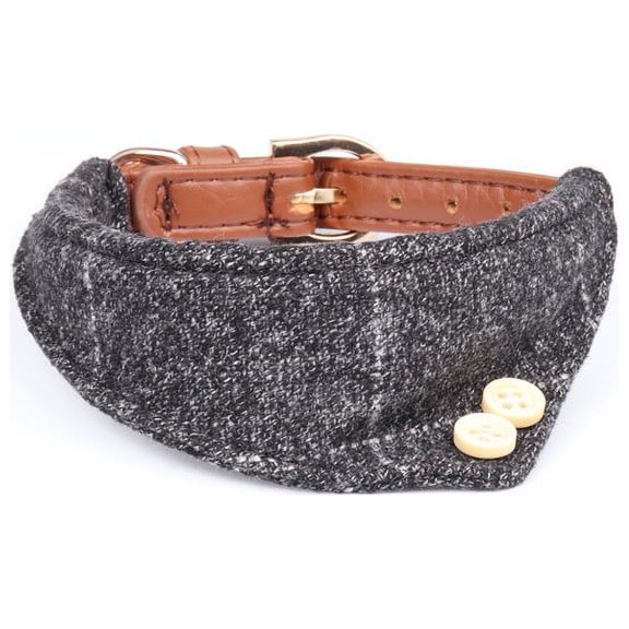 Yidarton British Pu Dog Collar Pet Triangle Collar grey 1.3*42CM