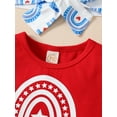 thumbnail image 5 of Bagilaanoe 4th of July Clothes for Newborn Baby Girls Short Sleeve Letter Print Tasseled T-shirts Tops + Rainbow Shorts + Hairband 3M 6M 12M 18M 24M Iendence Day Outfits 3pcs Short Pants Set, 5 of 9