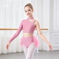 thumbnail image 4 of iiniim Girls Hip Hop Jazz Dance Outfits Rhinestones Crop Top and Ruffles Feather Skirt Set Pink 6, 4 of 7