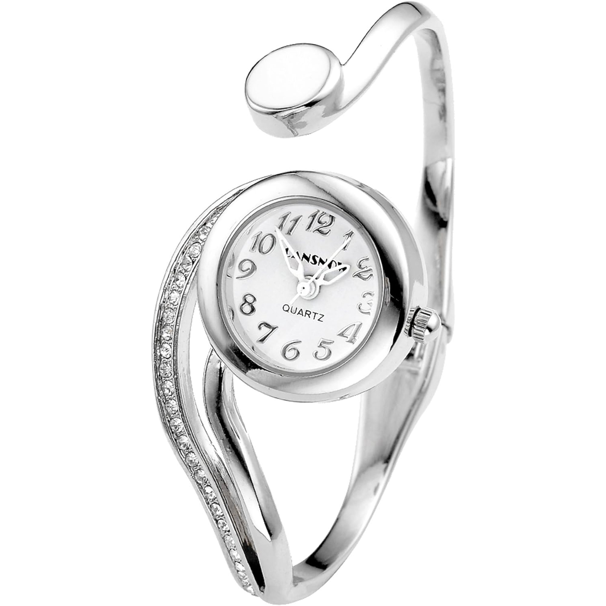 Women\'s Silver Black Analog Quartz Elegant Dial Bangle Vintage Bracelet Watch Silver Vintage Bangle Watch for Women – Minimalist Stainless  main image 2