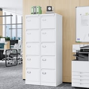 Fesbos 5 Drawer File Cabinet with Lock, Filing Cabinets for Home Office,18 Deep Vertical Metal White Office File Storage Cabinet Organizer for Letter/Legal / A4