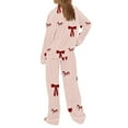 thumbnail image 4 of BILIKEYU Pink Valentine Pajama Set for Women Slim Fit Elegant, 4 of 5
