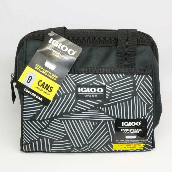 Igloo Print Essentials Leftover Lunch Bag with Pack Ins - Black