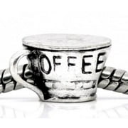 Buckets of Beads Silver Coffee Mug Charm Bead for Troll Biagi Pandora Bracelets