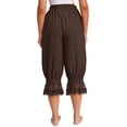 thumbnail image 2 of TiaoBug Womens Lace Trim Long Bloomers Loose Harem Pants Elastic Waist for Summer Home Casual Wear Coffee S, 2 of 5