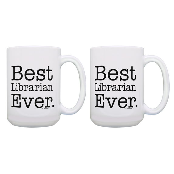 ThisWear Librarian Gifts Best Librarian Ever School Librarian Gift for Men Graduation Gift 2 Pack 15oz Coffee Mugs