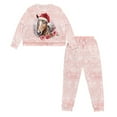 thumbnail image 5 of Yuyamidu Horse Women's Long Sleeve Pajamas with Drawstring Snowflake Sleep Set 2 Piece Christmas Pj Set Women Pink Nightwear Tops Pants with Pockets, Size M, 5 of 7