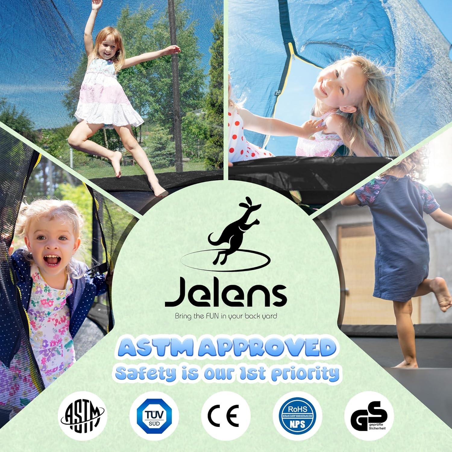 Outdoor Trampolines 8ft 10ft 12ft 14ft 15ft,Exercise Trampolines with Enclosure Net and Ladder,Recreational Anti-Rust Trampolines for Kids and Adults