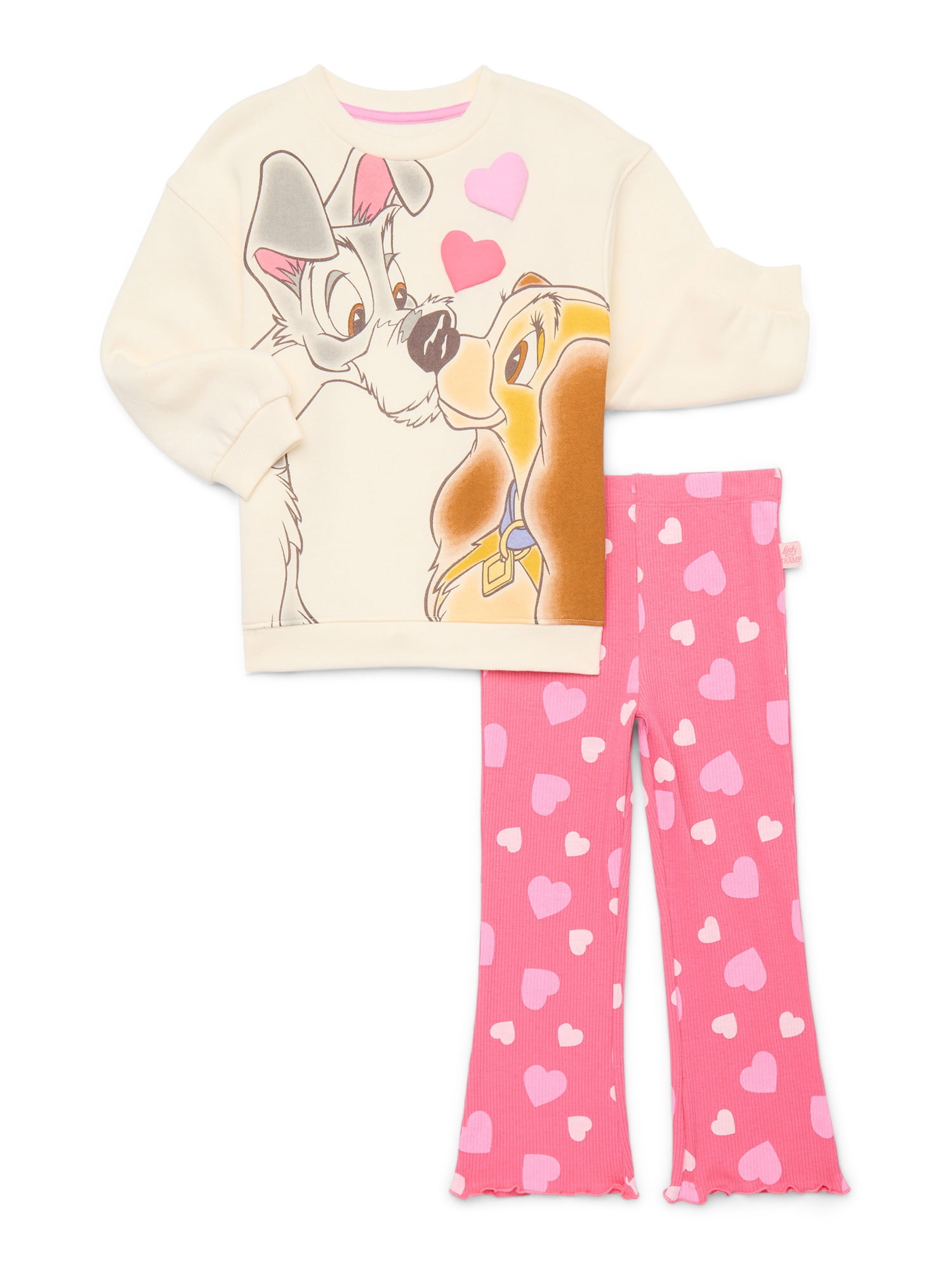 Lady and the Tramp Toddler Girls Long Sleeve Graphic Sweatshirt and Matching Flare Leggings Set, 2-Piece, Sizes 12M-5T