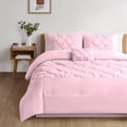 thumbnail image 2 of DNG Creations 5 Piece Luxurious Half Pinch Pleated Comforter Long Lasting 100% Egyptian Cotton, 800 TC 550 GSM All Season ( King/Cal King Size ) Solid Baby Pink Colour, 2 of 8
