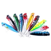 9cm Plastic Popper Fishing Lures Bass Top Water Rattles