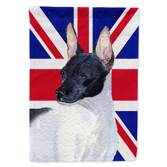 Rat Terrier with English Union Jack British Flag Flag Canvas House Size