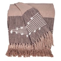Parkland Collection Premium Grey Brown Cotton Slub Throw With Tassels