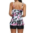 thumbnail image 5 of Zando Plus Size Tankini Swimsuits Suit for Women Floral Bandeau Push Up Tankini Top with Boy Shorts Floral Pink White 3XL, 5 of 7