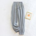 thumbnail image 2 of Fiaer Plaid Pajamas Sweatpants Women Baggy Oversized Comfort Sleepwear Pants High Waisted Drawstring Trendy Pjs Trousers Blue XXXL, 2 of 3