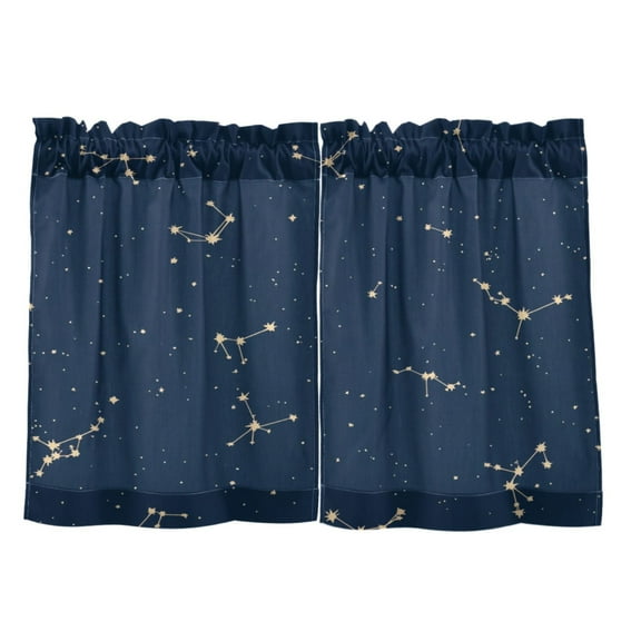 Starry Sky 27"x24" Linen Look Cafe Curtain Set with Privacy and UV Protection