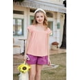 thumbnail image 4 of Arshiner Girls Summer Tops Short Sleeve Square Neck Lace Openwork Pleated Blouse Tunic Tops, 4 of 7