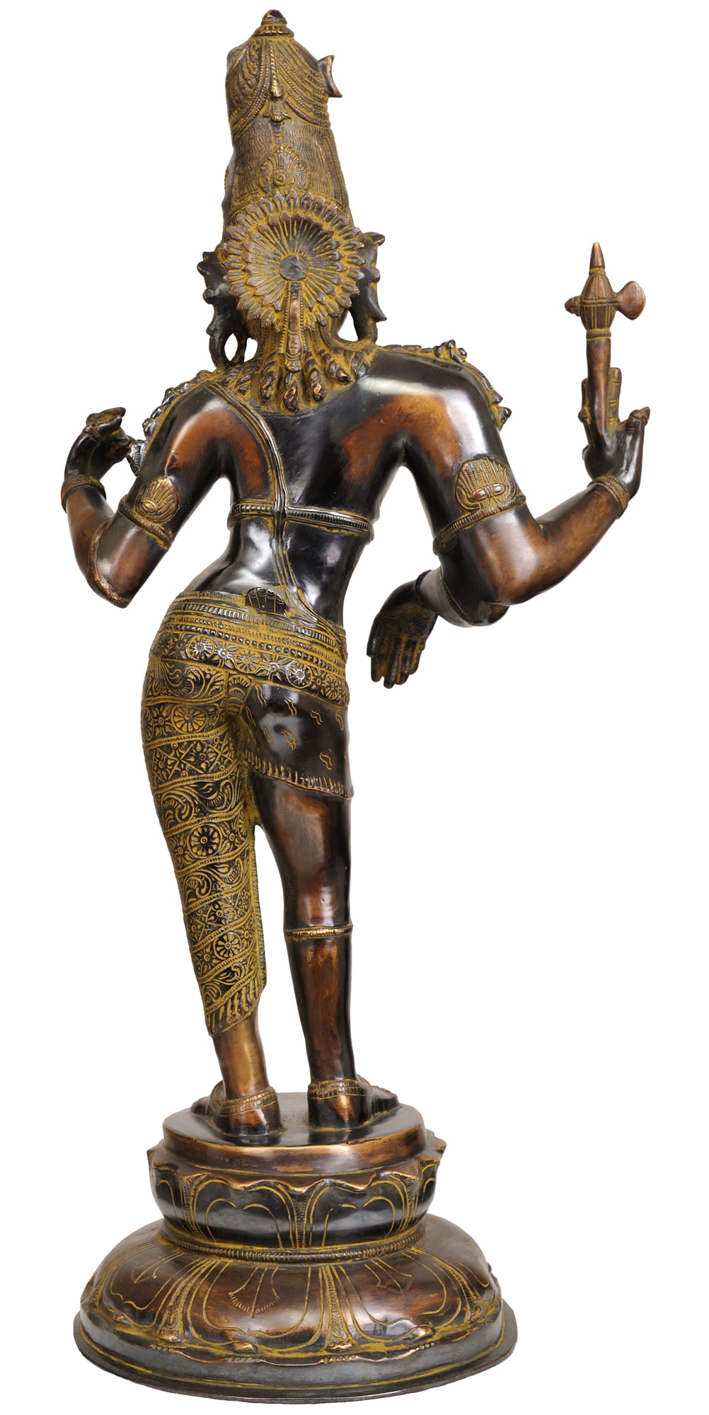 Color Natural Brass Color Plays On The Flute Exotic India Haloed Krishna Brass Statue The Tribhanga Murari 
