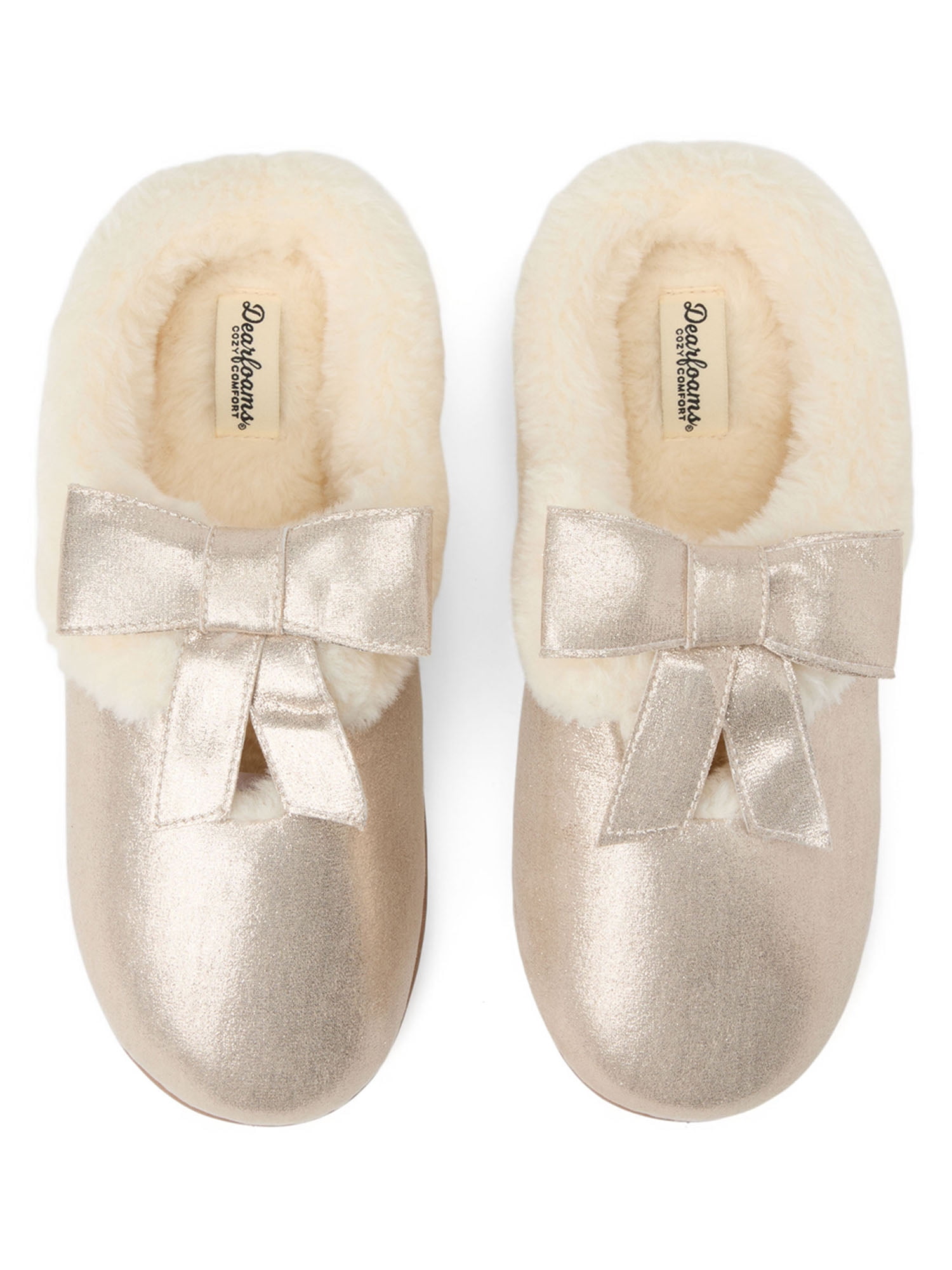 Dearfoams Cozy Comfort Women's Mary Jane Bow Slip On Scuff Slippers