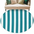 thumbnail image 2 of 8ft Round Rug, Teal Striped Non-Skid Rubber Backing Large Area Rugs - Living Room Bedroom Home Office, Simple Art Vertical Stripe Farmhouse Indoor Floor Mat Carpets Washable Rug, 2 of 9