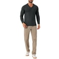 thumbnail image 2 of SUÉTER DE PULLOVER DE PUNTO DE COLOR SÓLIDO DE MANGA LARGA PARA HOMBRE V-CUELLO M NEGRO GRIS, 2 of 6