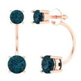 thumbnail image 2 of Rose Solid Solid Gold Solitaire Stud Everyday Dainty Earrings - 3.0 Ct Brilliant Round Cut Studs Natural London Blue Topaz 14K, Everyday Dainty Earrings Screw Back, 2 of 7