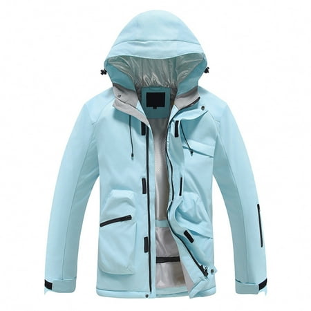 MIASHUI Mens Jacket Ski Suit Unisex Outdoor Windproof Waterproof Warm Single Board Double Board Ski Clothing Snow Season Blue L