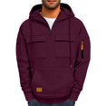 thumbnail image 6 of Men Hoodie Fleece Oversized Sweatshirts Quarter Zip Pullover Drawstring Multi-Pocket Outdoor Casual coat, 6 of 8