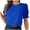 Blue, variant on Plebaso Women's Blouse Crew Neck Puff Short Sleeve Business Casual Work Tops Summer Cute Tunic Shirts