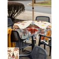 thumbnail image 4 of Outdoor Tablecloth with Umbrella Hole and Zipper, Fall Square Table Cloth 60x60 Inch Waterproof Tablecloth, Thanksgiving Gnomes Maple Leaf Pumpkin Beige Picnic Table Cover for Patio Camping, 4 of 7