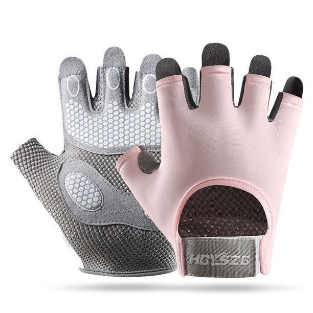 Guantes deportivos de medio dedo para fitness, para mujer, con almohadilla de palma engrosada, de silicona, con absorción de impactos, equipo de protección para la palma, guantes transpirables para