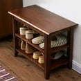 thumbnail image 1 of ACRO Storage Bench Wooden Shoe Bench Rustic Solid Wood Entryway Bench (Brown,23.6"), 1 of 5