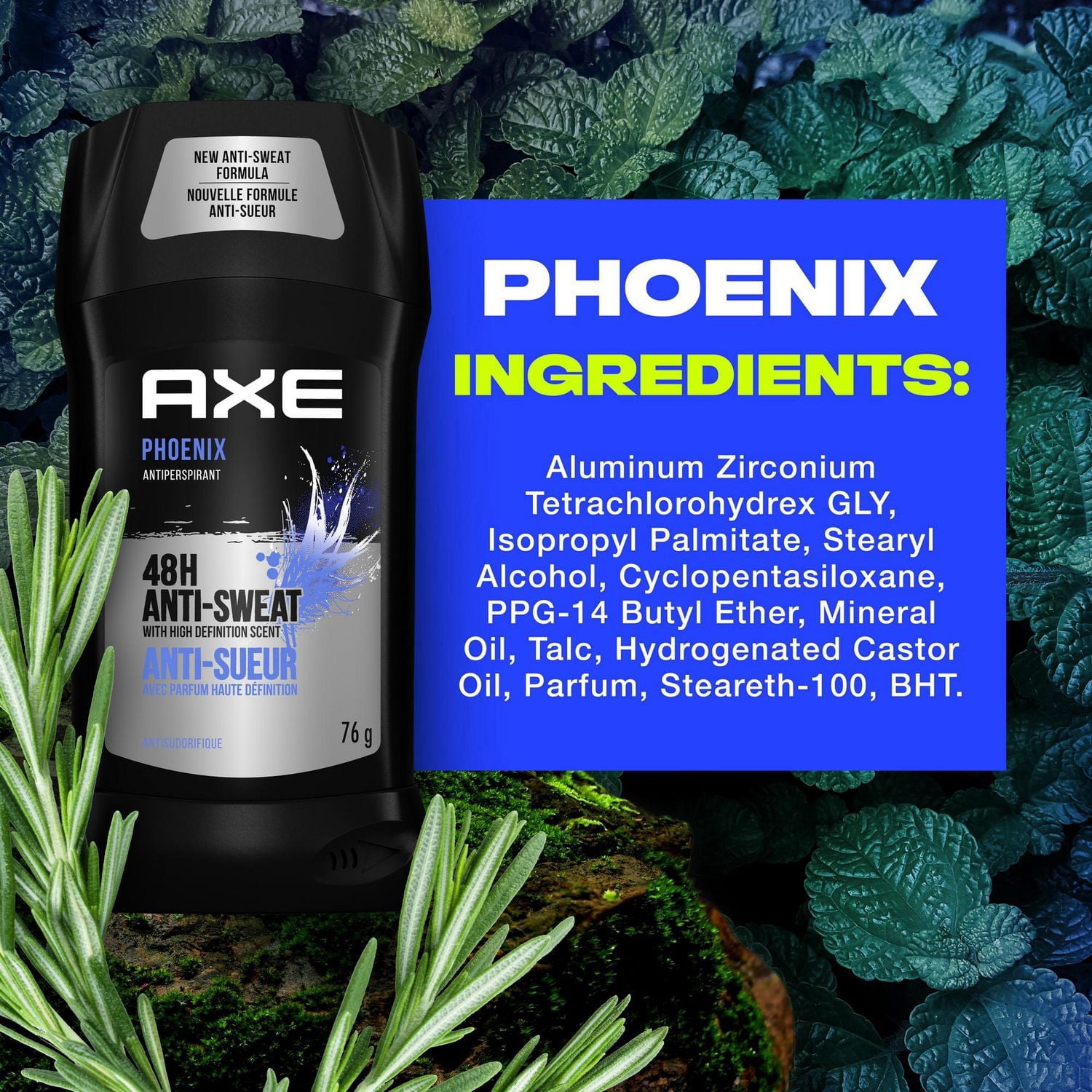 AXE Phoenix Crushed Mint & Rosemary Antiperspirant Stick (Value Pack 4 X 76gms)