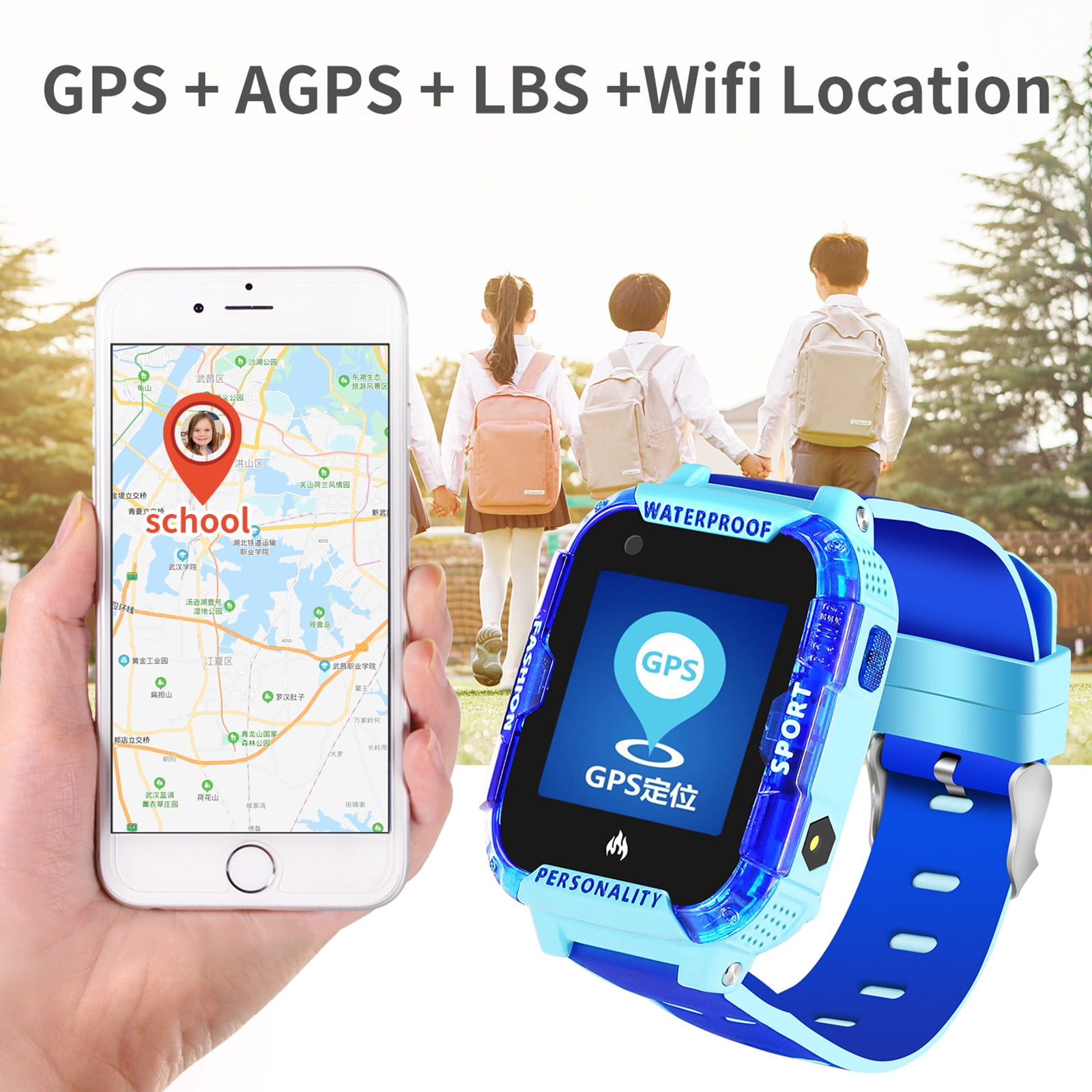 4G Waterproof Kids GPS Smart Watch Phone, with Anti-Lost GPS WIFI LBS Positioning Tracker, video call, Calling, SOS, Voice Chat, Pedometer, Alarm Clock, Birthday & Christmas for Boys or Girls (Blue)