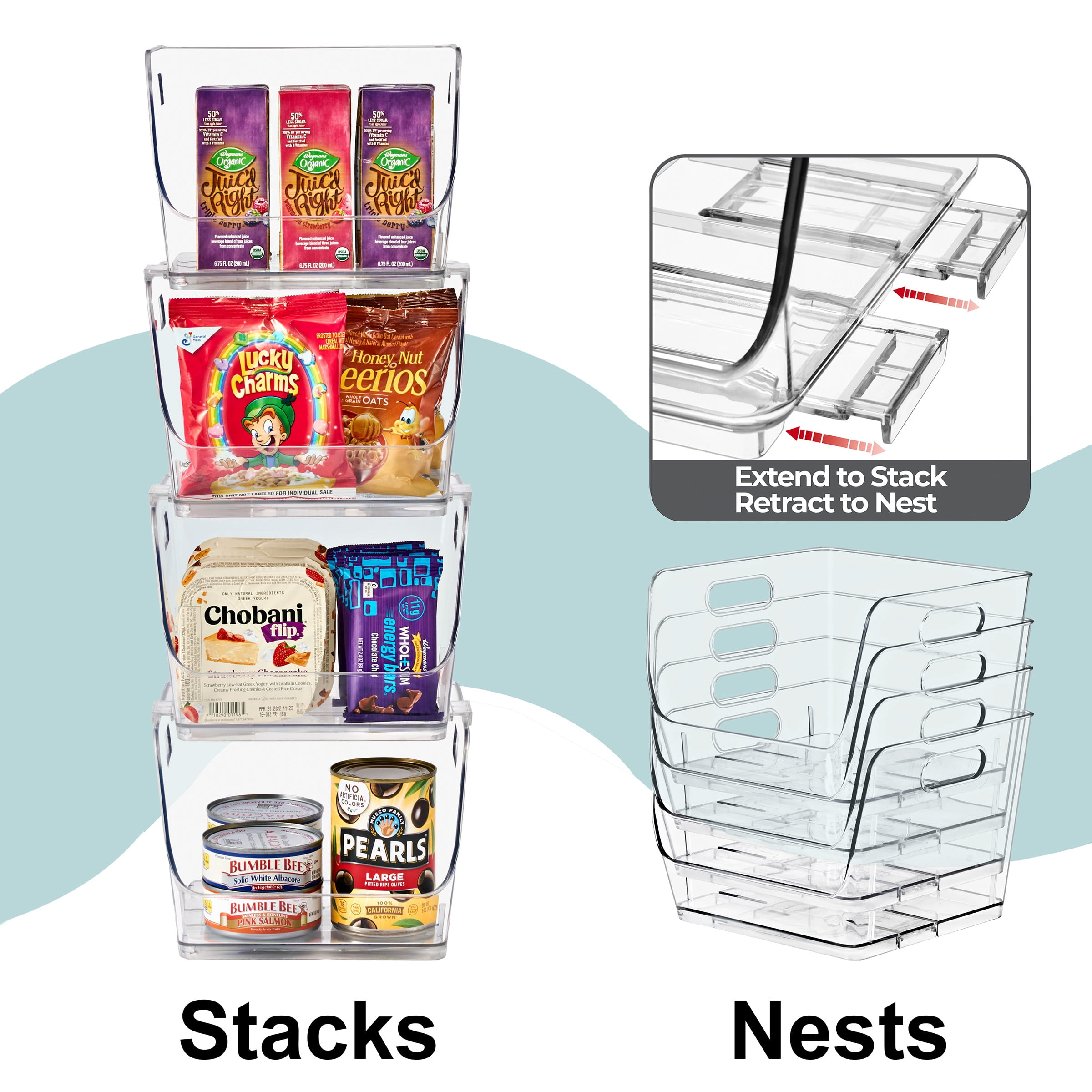 Sorbus Clear Stackable Square Storage Bins, Medium Open-Front Acrylic Pantry Organizers, 6 Pack
