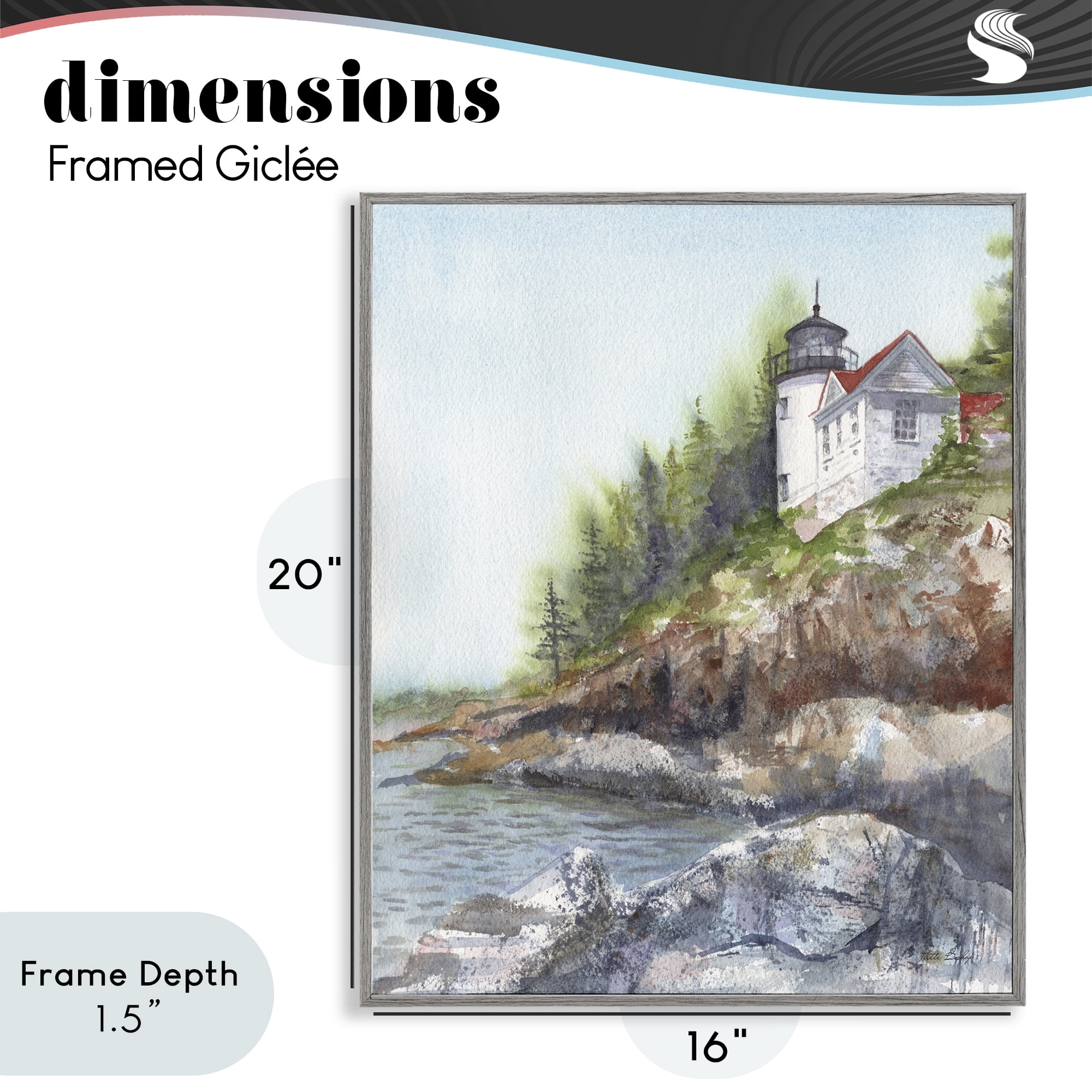 Stupell Industries Bass Harbor Lighthouse Gray Framed Giclee Art, design by Patti Bishop