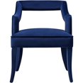 thumbnail image 3 of Maklaine 19.7" Transitional Velvet Upholstered Dining Chair in Navy, 3 of 7