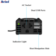 thumbnail image 2 of Inversor Portátil para Auto de 150w, Inversor de Energía de 12v a 220v para Auto, 2 of 6
