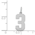 thumbnail image 3 of 925 Sterling Silver Solid Medium Polished Sport game Number 3 Charm Pendant Necklace 21x8mm Wide - Pendant for Women, 3 of 4