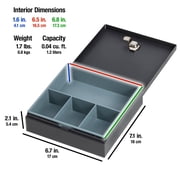 SentrySafe DS-1 Cash Box Safe with Privacy Key Lock and Removeable Tray, 2.1 in x 6.8 in x 6.9 in, Black