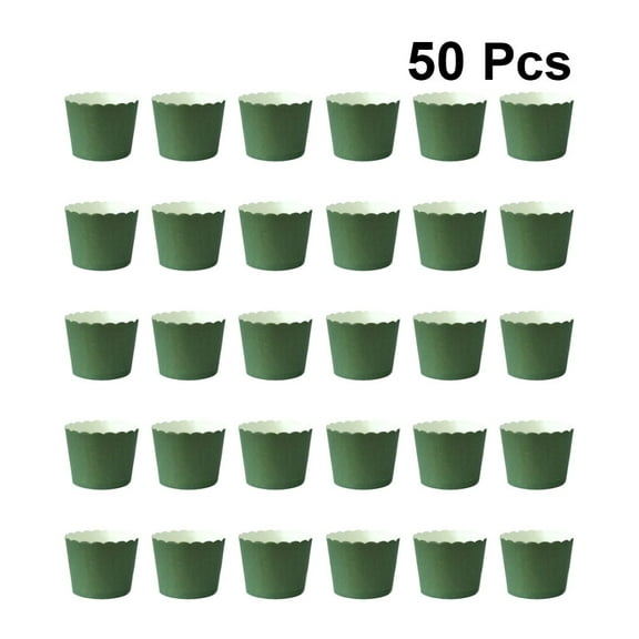 FRCOLOR 50pcs Solid Color Muffin Paper Cup Small Cake Holder Party Favors Baking Cups Accessories for Bakery Dessert Shop (Green)