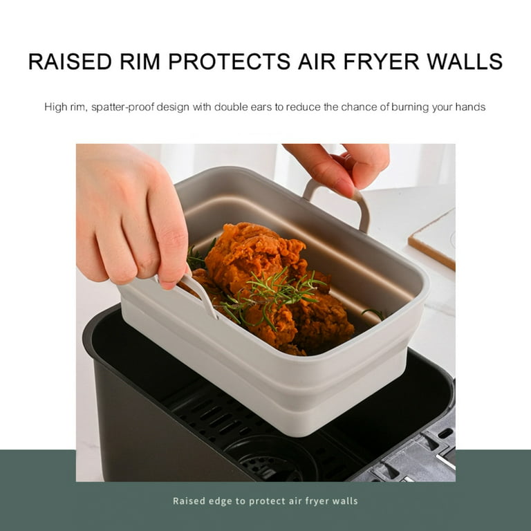  10QT Air Fryer Silicone Liners, MMH 2Pcs Rectangular Airfryer  Silicone Pot Baking Tray Reusable Replacement Basket Insert for Ninja  DZ401/DZ550, Non-stick, Easy Cleaning, Food Safe