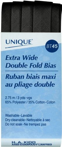 UNIQUE Extra‑Wide Double‑Fold Bias Tape, 15 mm x 2.75 m, Polyester–Cotton, 15 mm x 2.75 m