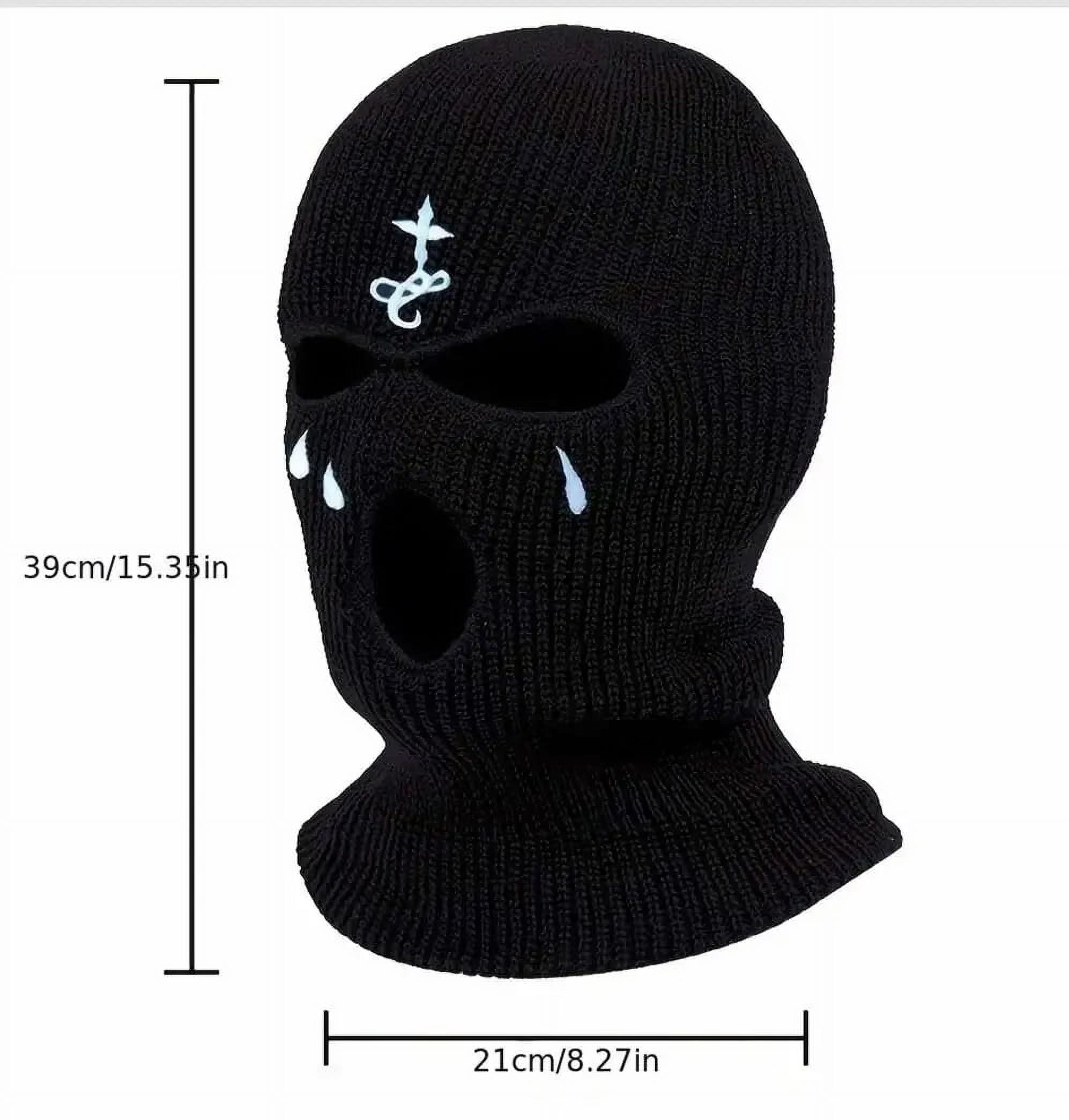 Cross Embroidery Ski Mask Winter Balaclava Hat 3-Hole