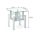 thumbnail image 5 of Coffee Tables White Tempered Clear Glass End Table, 2-Layers Small Table with Storage, Living Room Side Table,End Tables, 5 of 6