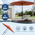 thumbnail image 3 of 9FT Outdoor Patio Umbrella with Double-Layer Vented Canopy, UPF 50+ UV Protection, 8-Rib Steel Frame, Crank & Tilt Mechanism, Detachable Pole, Backyard, Deck, or Poolside, 3 of 7